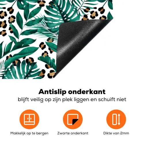 Panterprint - Bladeren - Jungle Inductie beschermer vinyl 3mm klein -zzzzzzz-td-onderkant