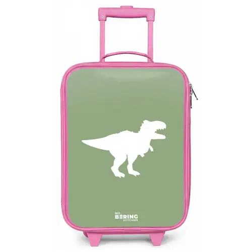 Groen met T-rex dino Kinderkoffer - Roze klein -zz3dotto