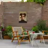 Vrouw - Beige - Bloem - Modern - Portret Tuinposter op houten frame 2 cm dik klein -sfeer3