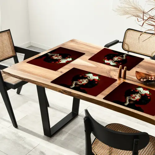 Vrouw - Kersen - Slagroom Placemat vinyl groot -zzsfeer4_Kitchenyeah-website