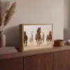 Kudde paarden - Stofwolk - Bruin - Zwart Light Box met batterij (Wandlamp) middel -sfeer2