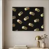 Macarons - Patroon - Goud - Zwart Textielframe zwart klein -sfeer2