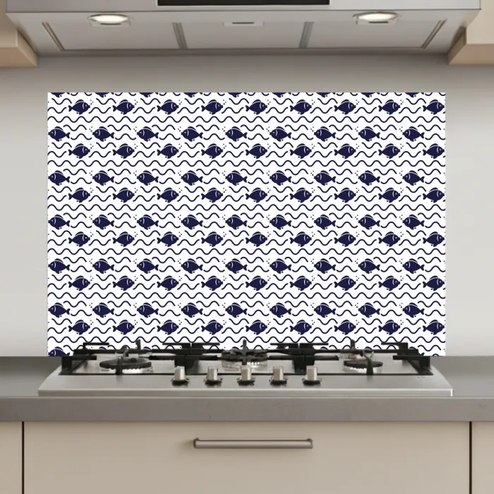 Oceaan - Visachtig - Blauw - Wit keuken achterwand spatscherm klein 900 -3d_website