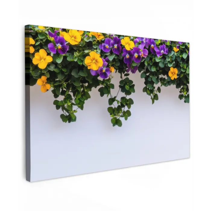 Bloemen - Muur - Geel - Paars canvas 2cm klein -z3d