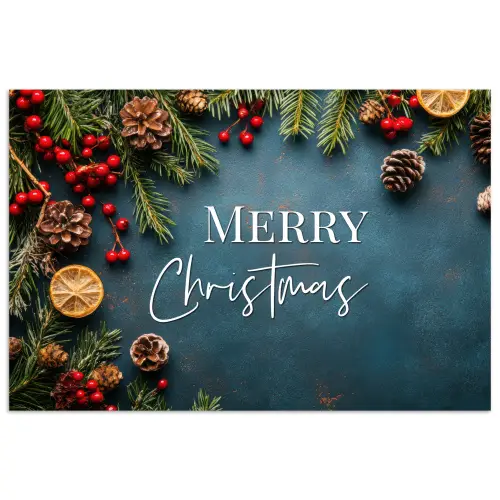 Merry Christmas - Blauw - Kerst - Winter poster papier klein -3d