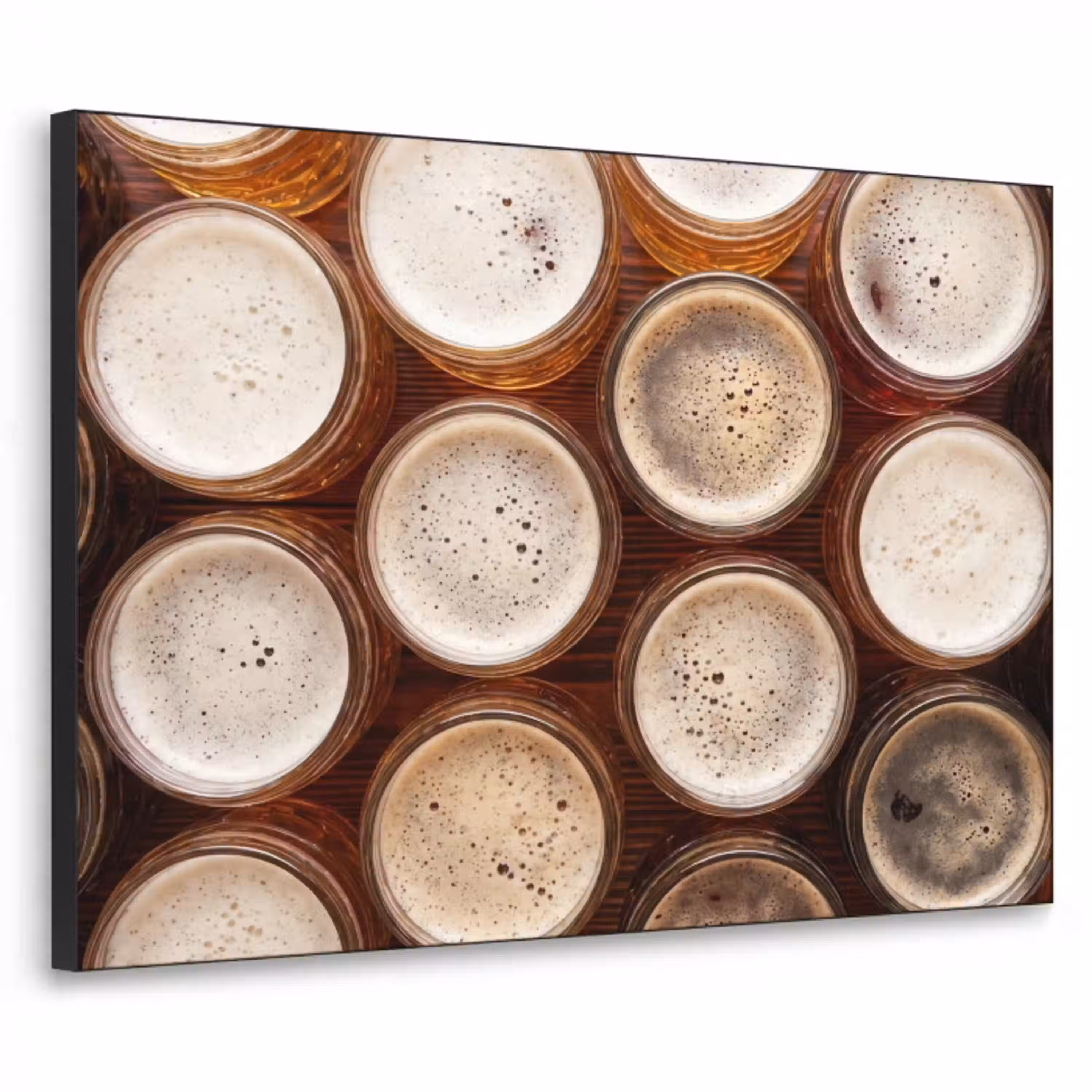 Eten - Glazen - Drank - Patroon - Bruin Textielframe zwart klein -3d