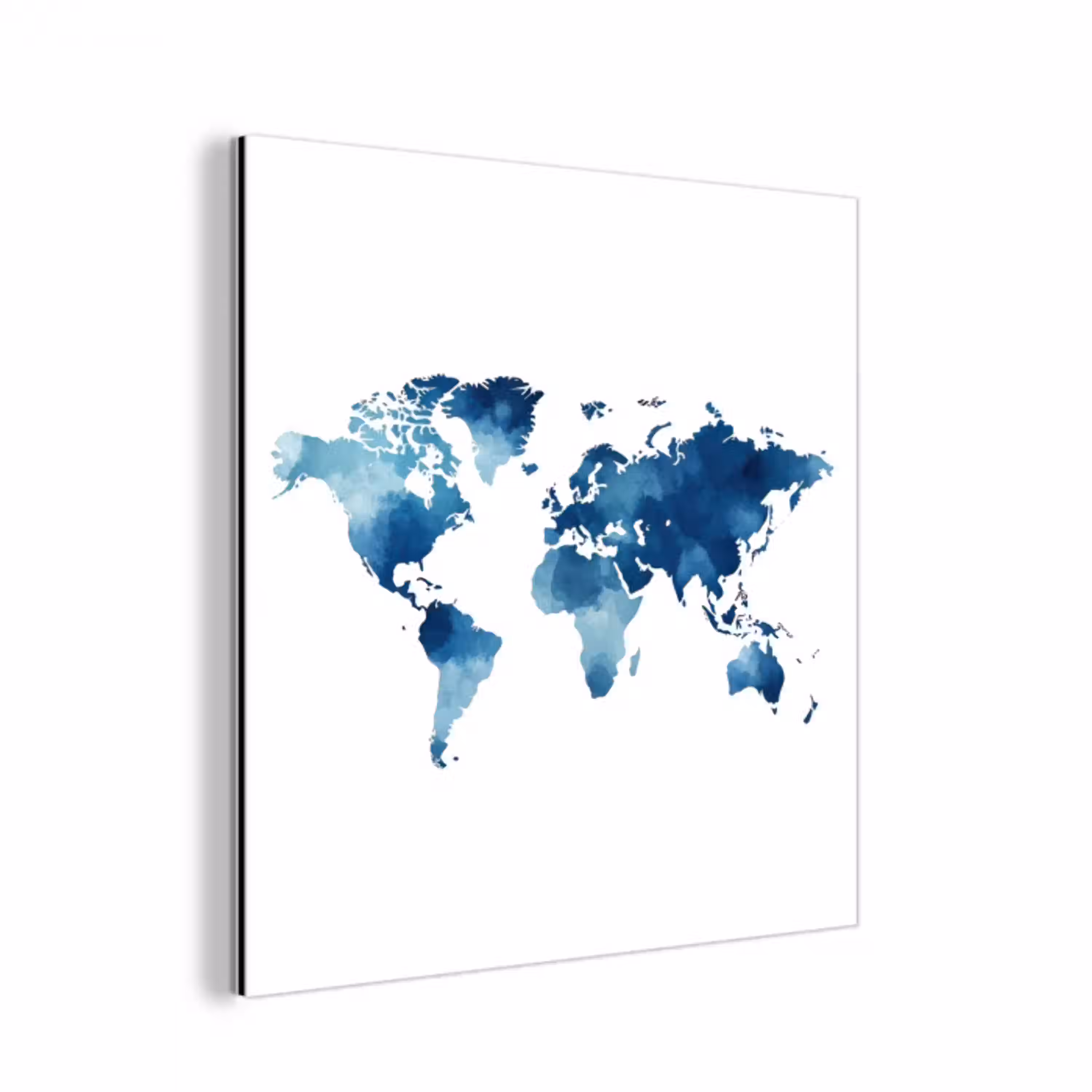 Wereldkaart - Verf - Blauw aluminium wit klein -3d