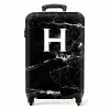 Marmer look - Letter H - Zwart NBS - Handbagage koffer - Kinderen Unisex middel -productfoto_recht