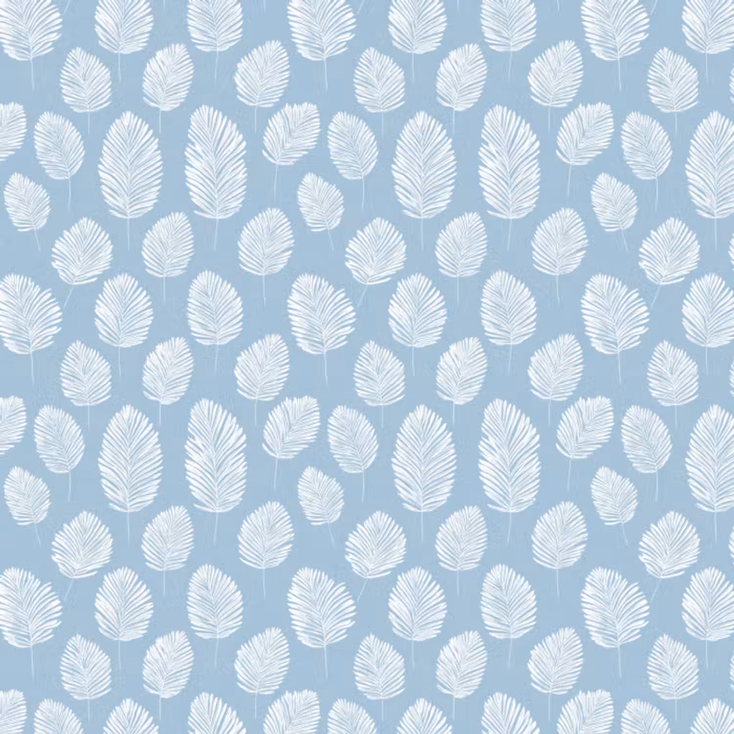 Behang - Palmbladeren - Naadloos - Patroon - Pastelblauw