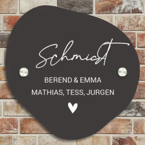 Donkergrijs - Sierlijk Naambord Organisch middel -sfeer10