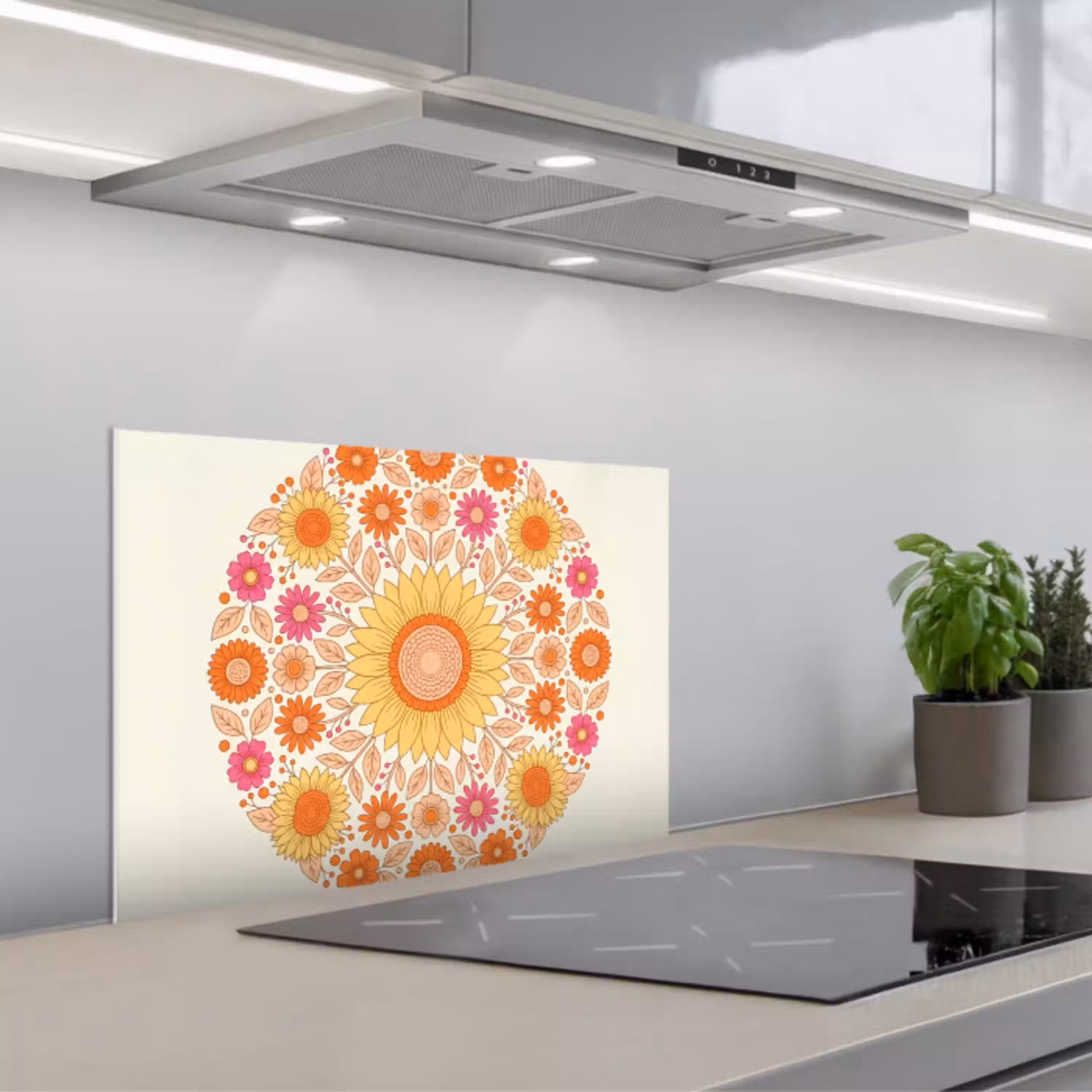 Bloemen - Mandala - Patroon - Kleurrijk keuken achterwand spatscherm klein -3d_schuin