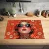 Vrouw - Kleurrijk - Dierenprint - Bloemen Inductie beschermer vinyl 3mm klein -sfeer5