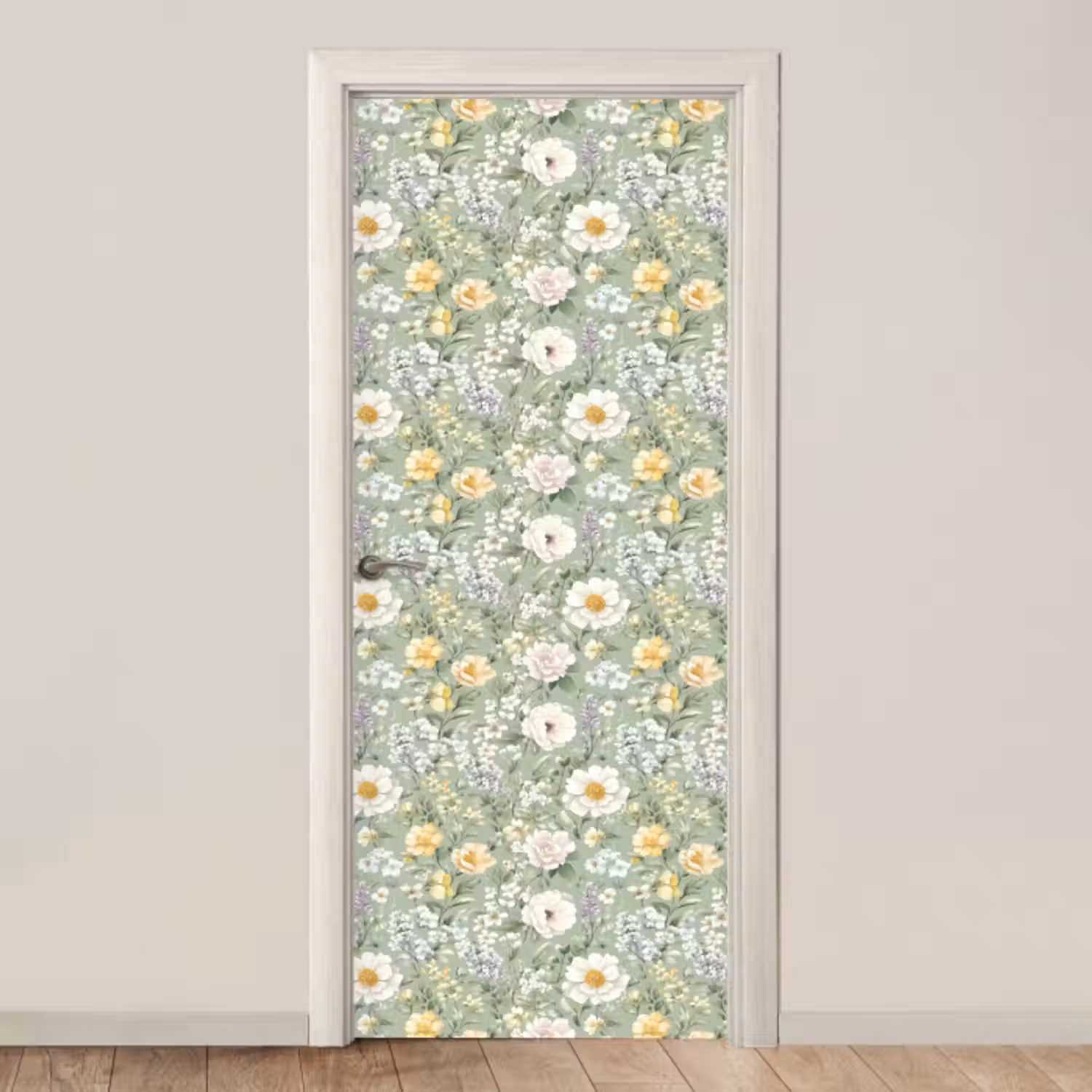 Türtapete mit Name - Klassisch - Blumenmuster - Farbenfroh