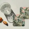 Compositie van bladeren - Groen - Roze onderzetter kurk middel -sfeer4