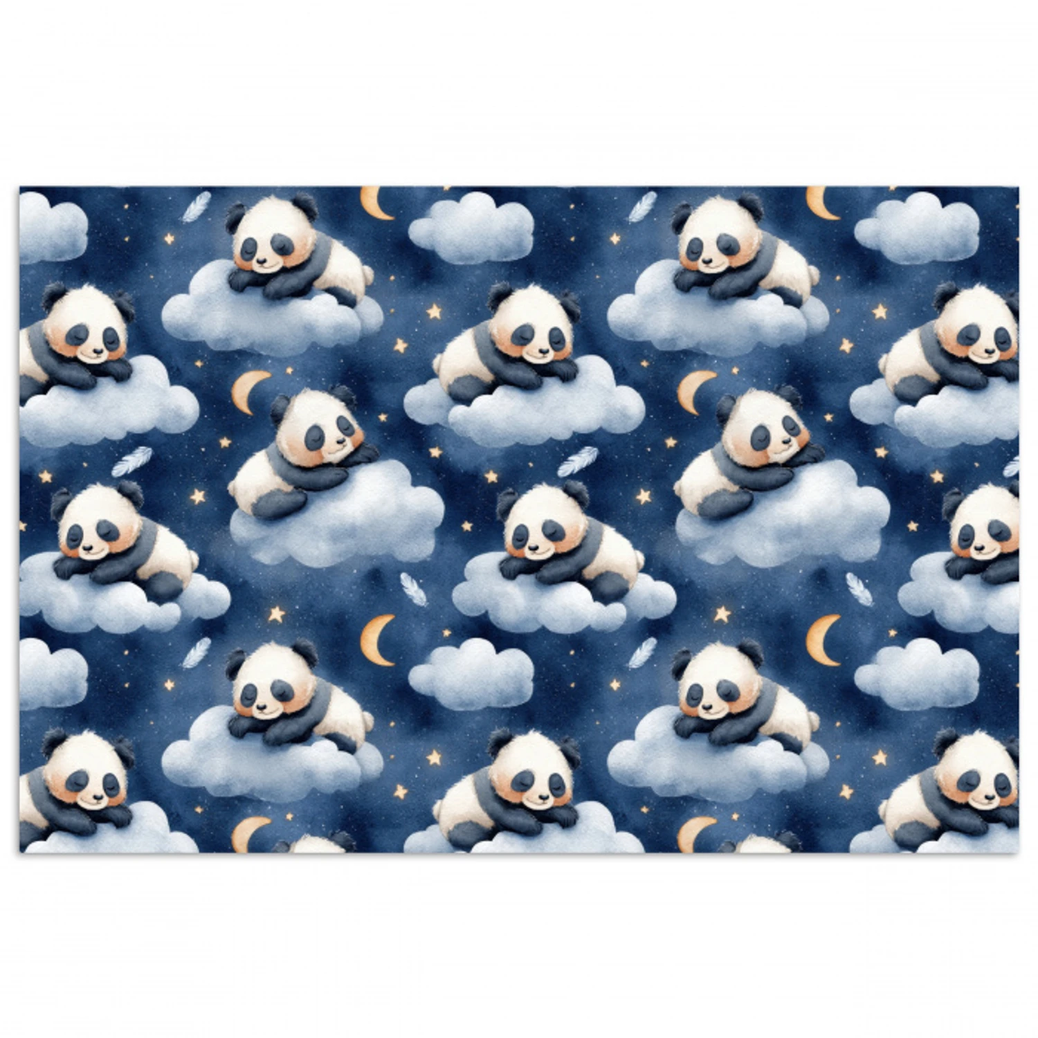 Panda's - Slapen - Blauw poster papier klein 62 -3d