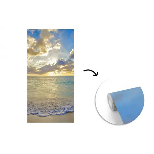 Zee - Strand - Wolken - Zon fotobehang vinyl groot -3d