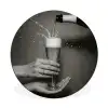 Champagnefles - Glas - Minimalistisch - Spetters Wandcirkel aluminium klein -3d