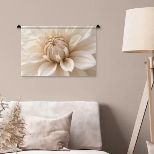 Bloem - Dahlia - Wit Wandkleed katoen klein -sfeer4