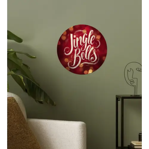Jingle - Bells - Kerst - Rood Wandcirkel behangsticker klein -sfeer2
