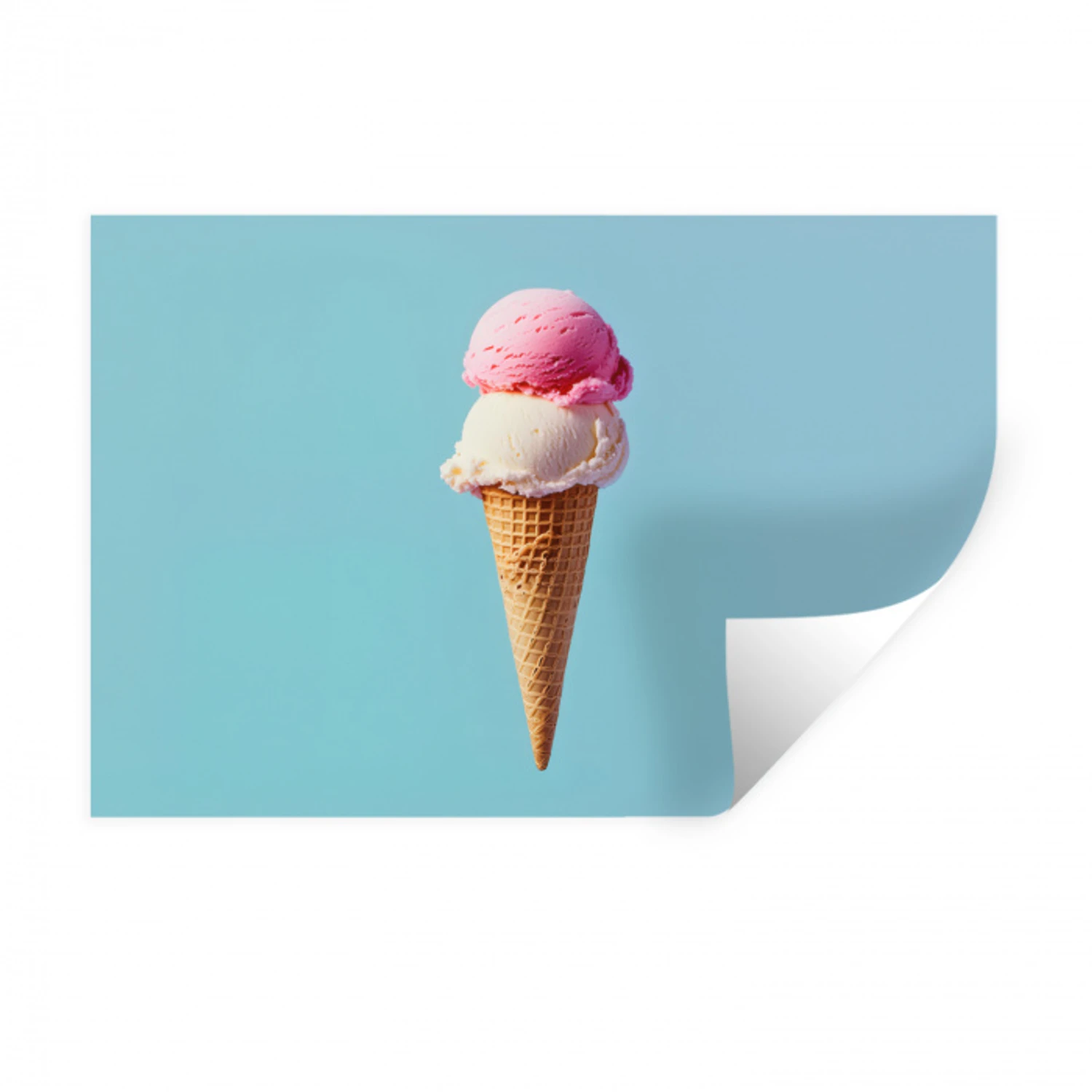 Bolletjes - Schepijs - Hoorntje - Blauw Muursticker klein -3d