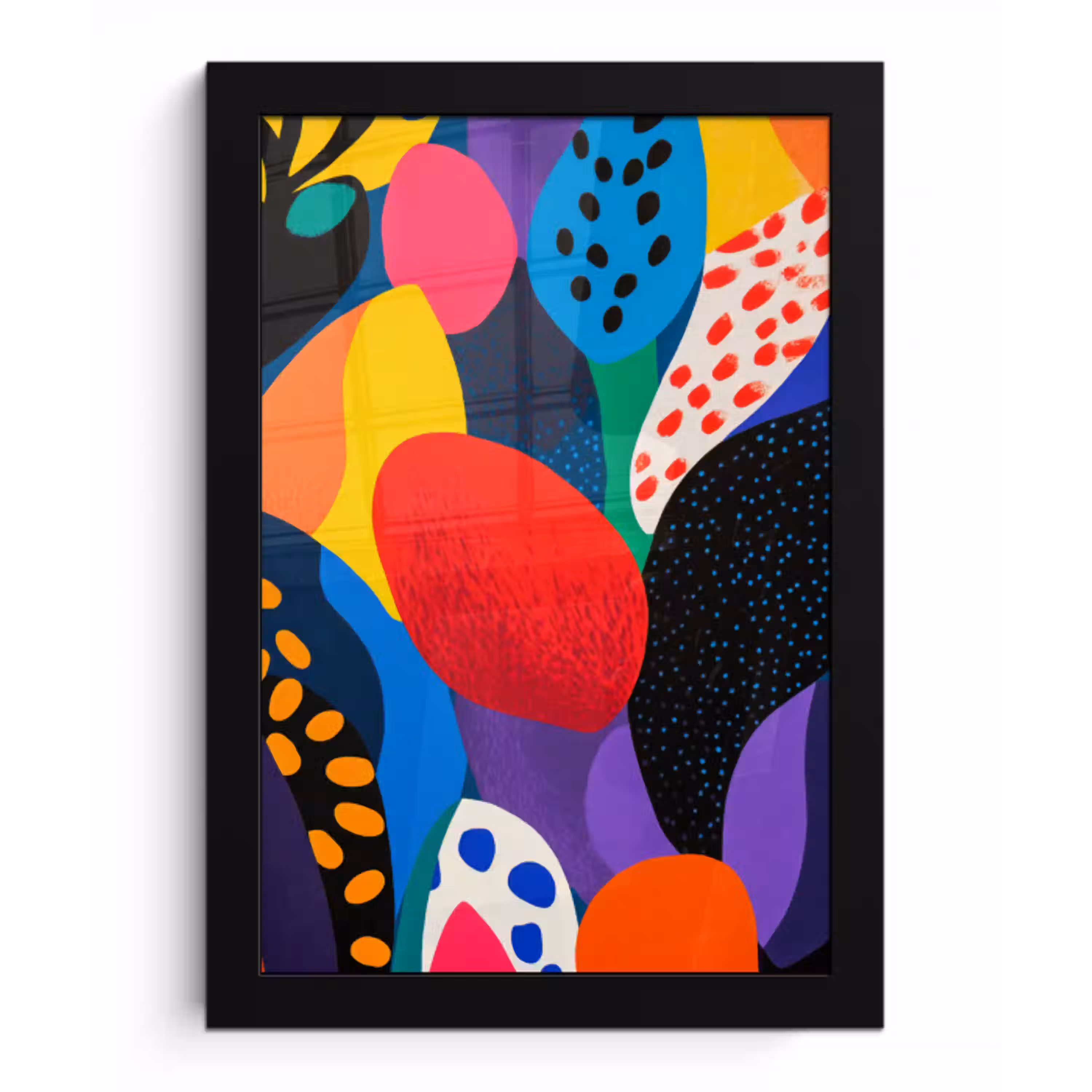 Bloemen - Bladeren - Abstract - Rood fotolijst zwart zonder passe partout klein -3d