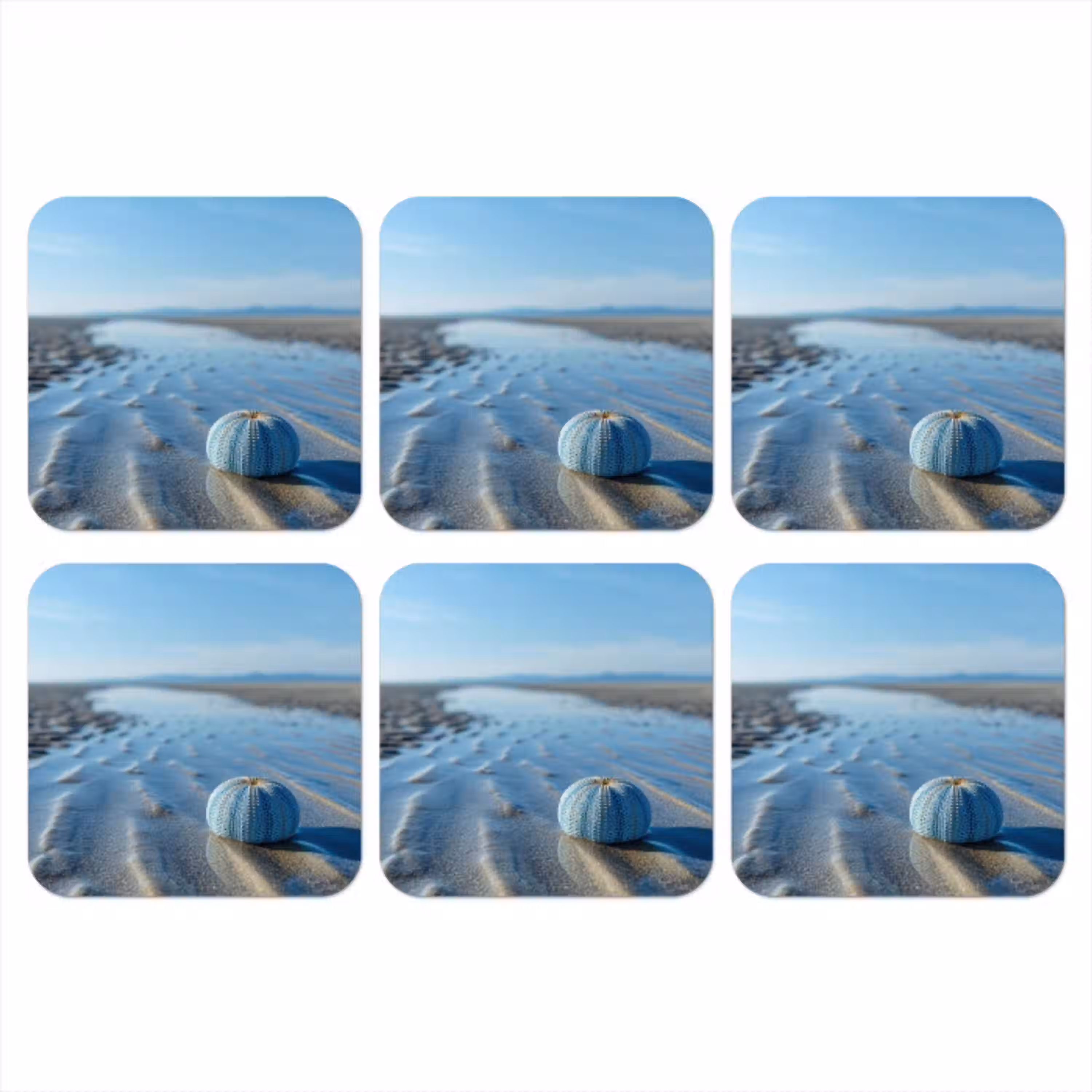 Strand - Schild - Water - Blauw onderzetter kurk middel -3d