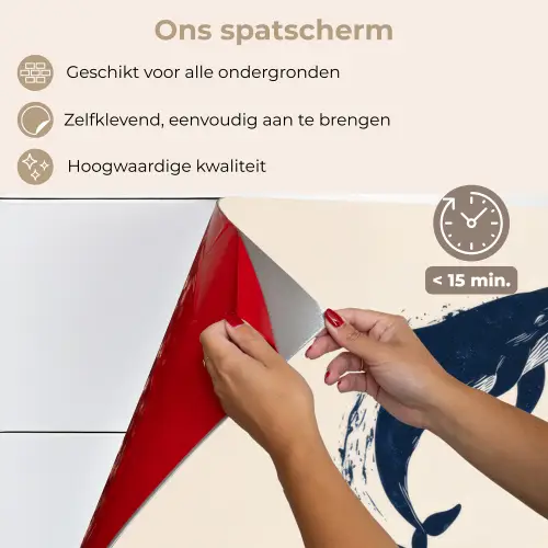 Walvissen - Spetters - Cirkel - Donkerblauw keuken achterwand spatscherm klein -spatscherm_NL