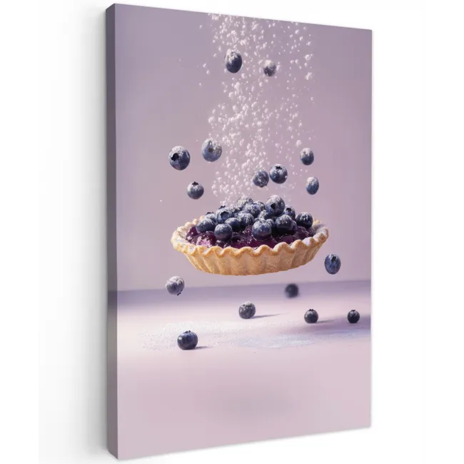 Eten - Taart - Bessen - Blauw Tuinposter op houten frame 2 cm dik klein -3d