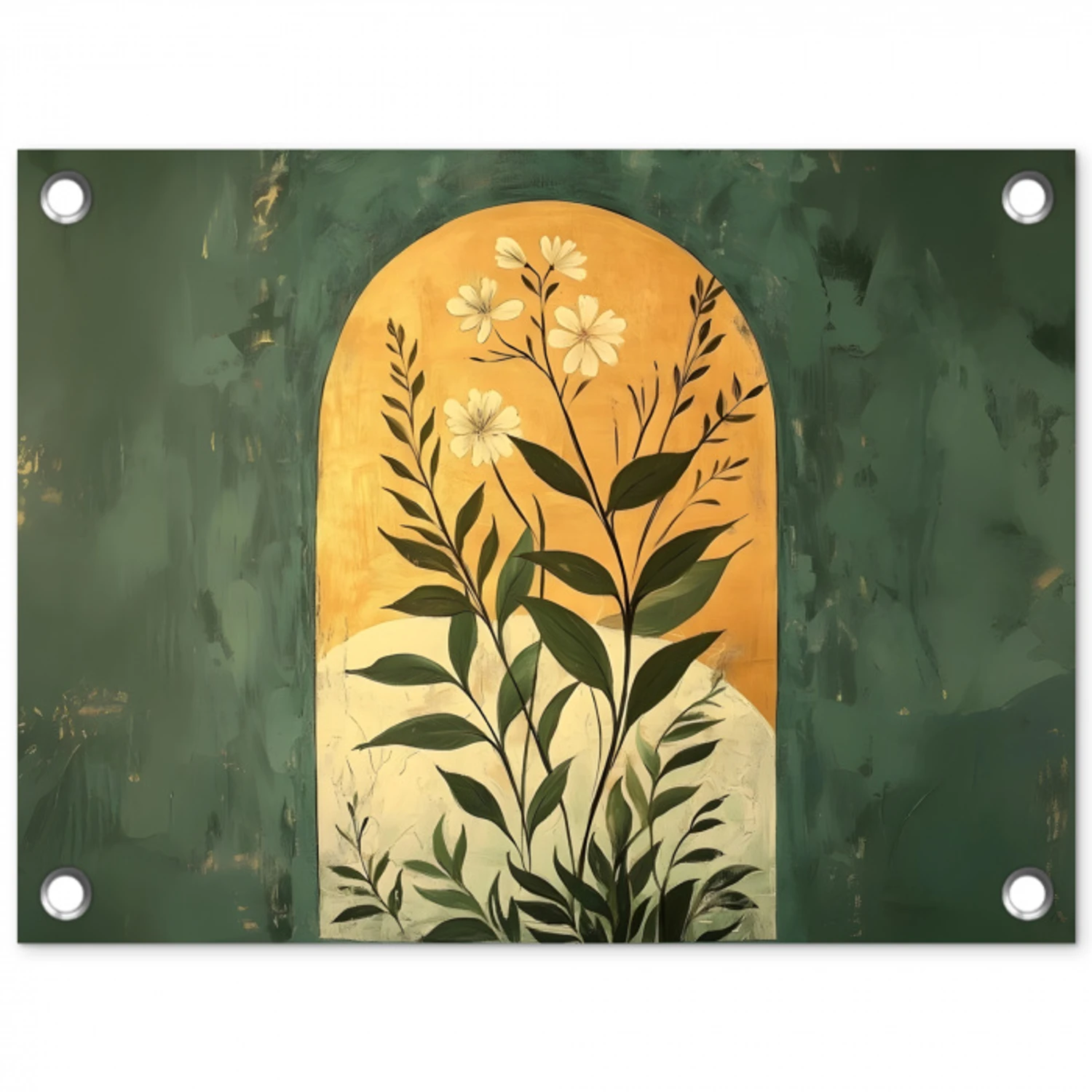 Plant - Bloemen - Wit tuinposter los doek klein -3d