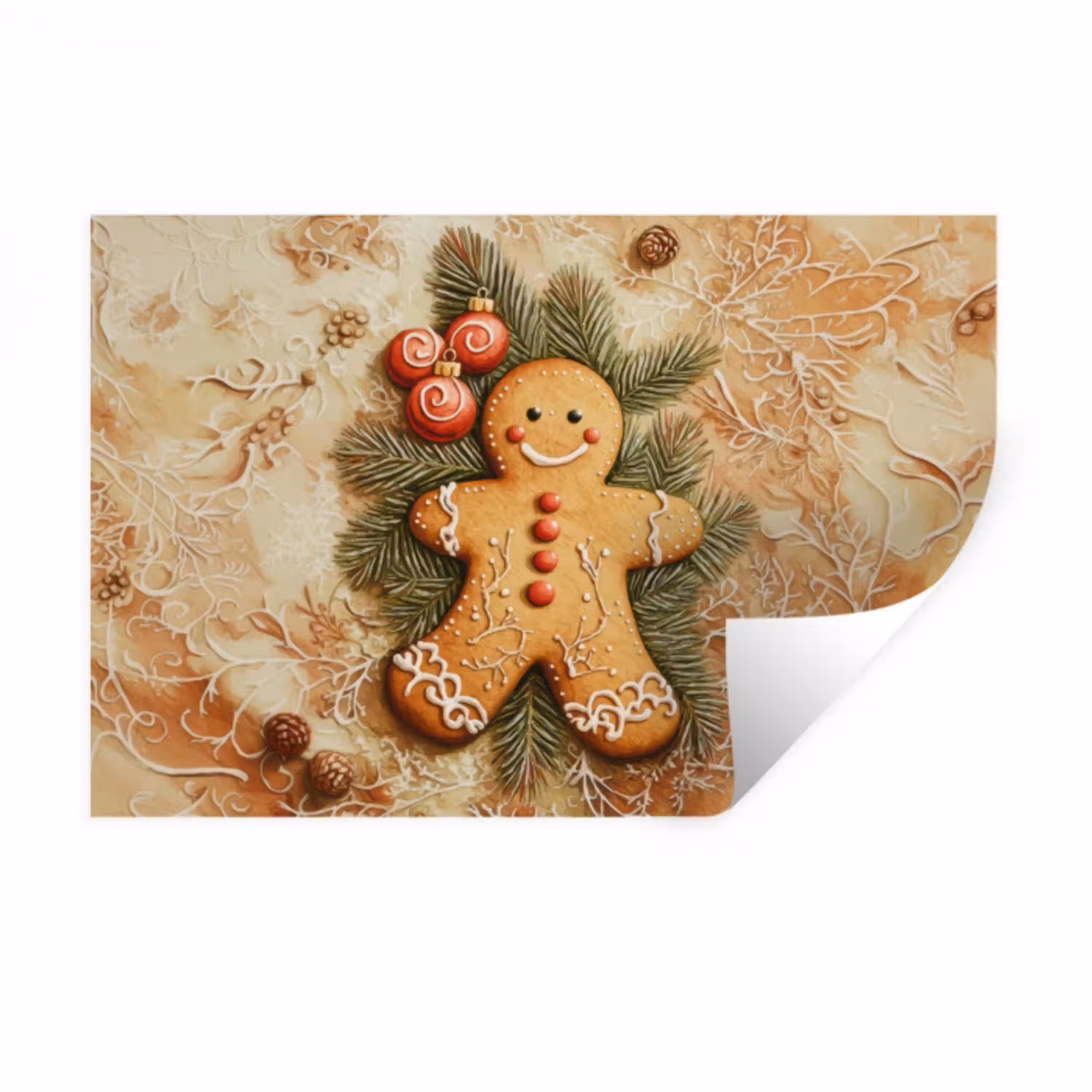 Kerstmis - Koekje - Poppetje - Speculaas Muursticker klein -3d