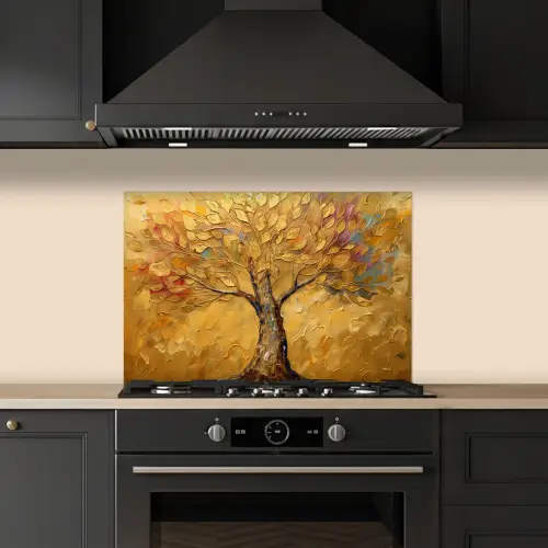 Goud - Boom - Abstract - Modern keuken achterwand spatscherm klein -sfeer1
