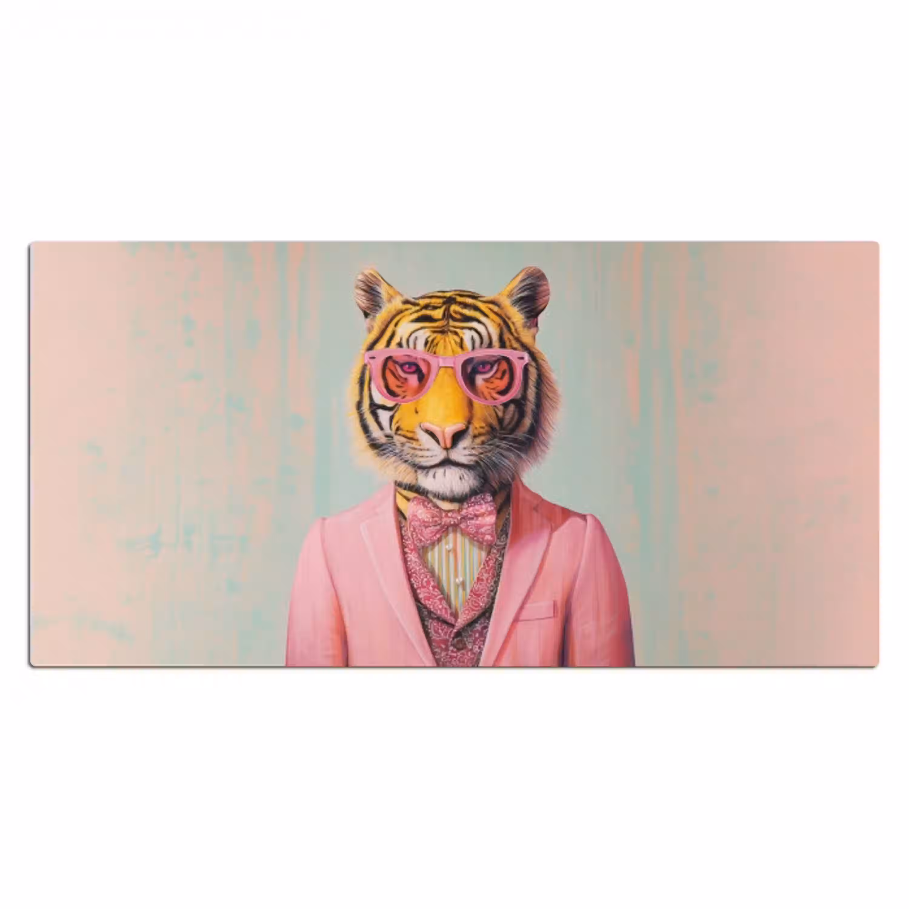 Tijger - Strik - Jasje - Roze Muismat XXL klein -3d_leeg