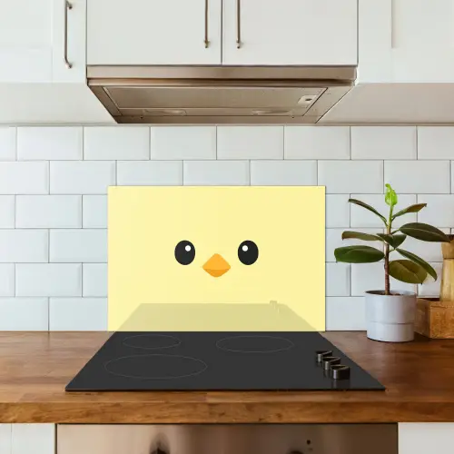 Kuiken - Vrolijk - Geel - Minimalistisch keuken achterwand spatscherm klein -sfeer2