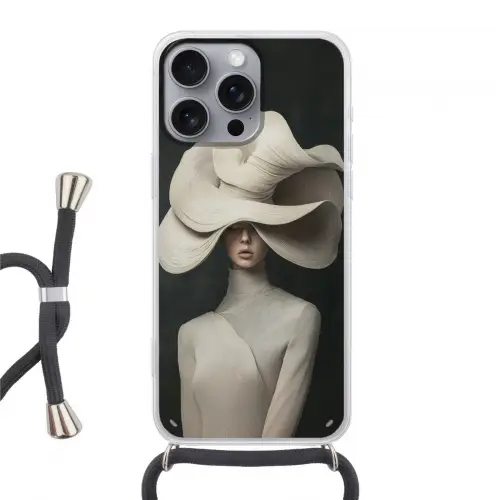 Modern - Vrouw - Hoed Hoesje iPhone 16 Pro Max met koord klein -3d