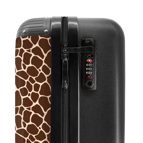 Donkerbruin giraffepatroon met beige aders NBS - Handbagage koffer - Volwassenen Unisex middel -slot