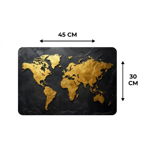 Wereldkaart - Goud - Steen Placemat vinyl groot -specs