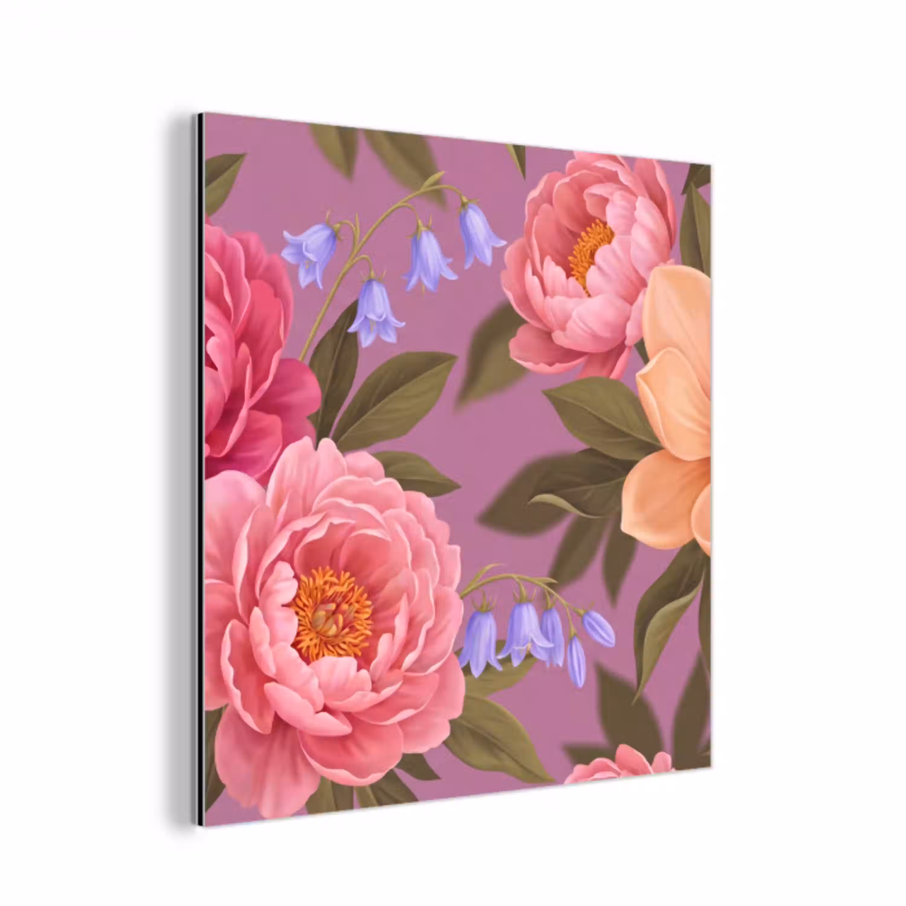 Bloemen - Patroon - Illustratie - Roze aluminium wit klein -3d