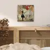 Graffiti - Banksy - Meisje - Street art aluminium wit klein -sfeer3