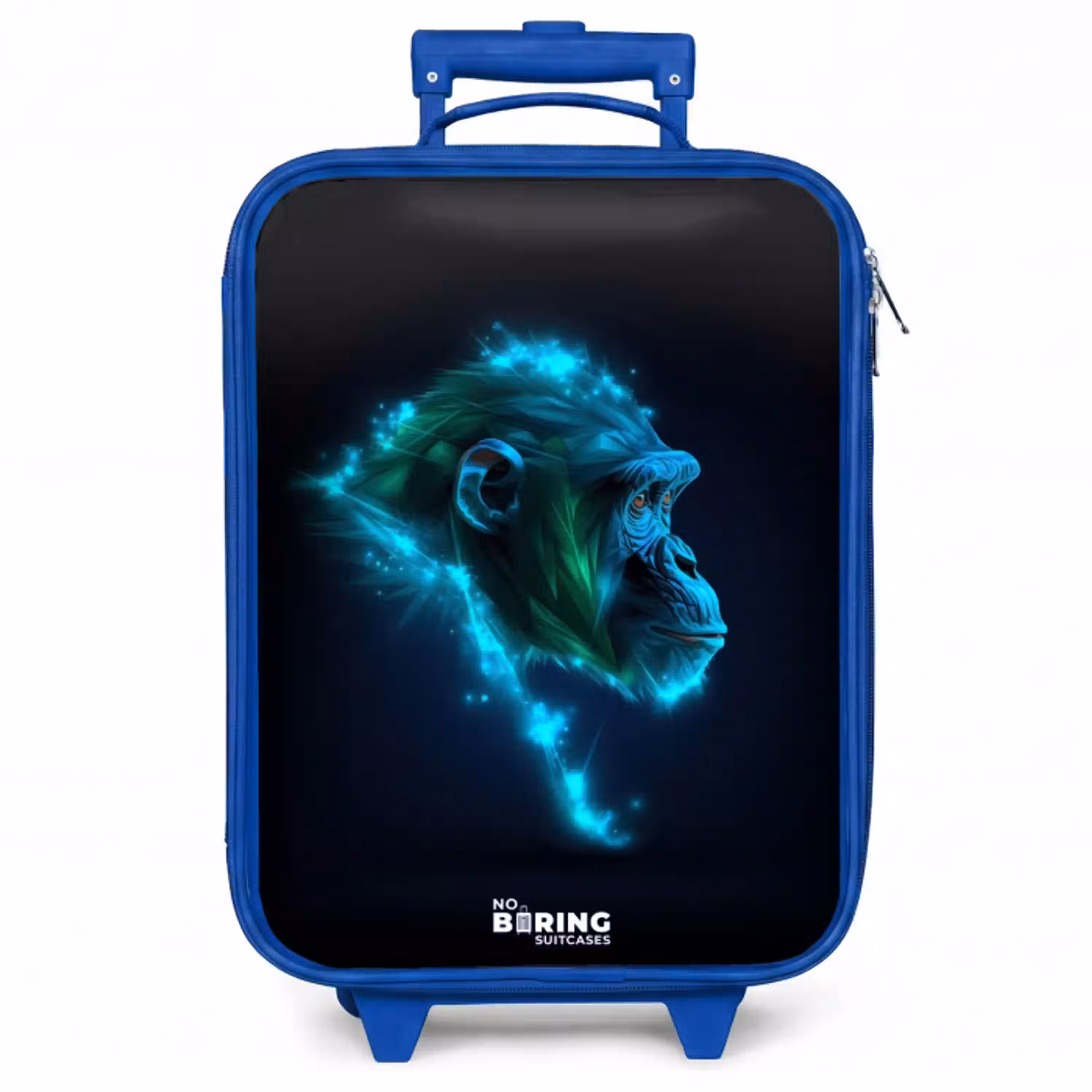 Neon silhouet van een chimpansee Kinderkoffer - Blauw klein -zzz_website3d