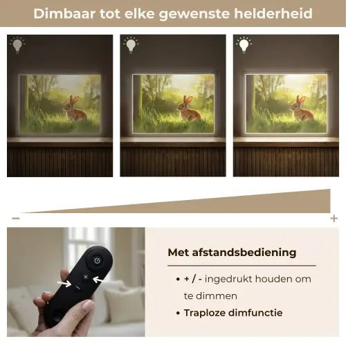 Konijn - Zonlicht - Bos Light Box met batterij (Wandlamp) middel -USP_dimbaarNL