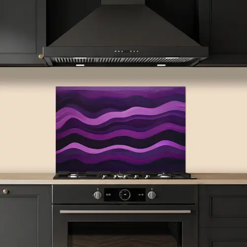 Lijnen - Golven - Paars - Abstract keuken achterwand spatscherm klein -sfeer1