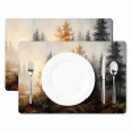 Bospad - Herfstbladeren - Natuur - Schilderachtig - Oranje Placemat vinyl groot -zzsfeer2_Kitchenyeah-website