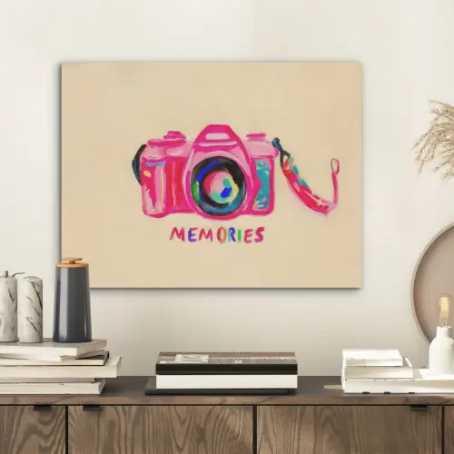 Camera - Memories - Roze - Geschilderd PET vilt klein -sfeer1