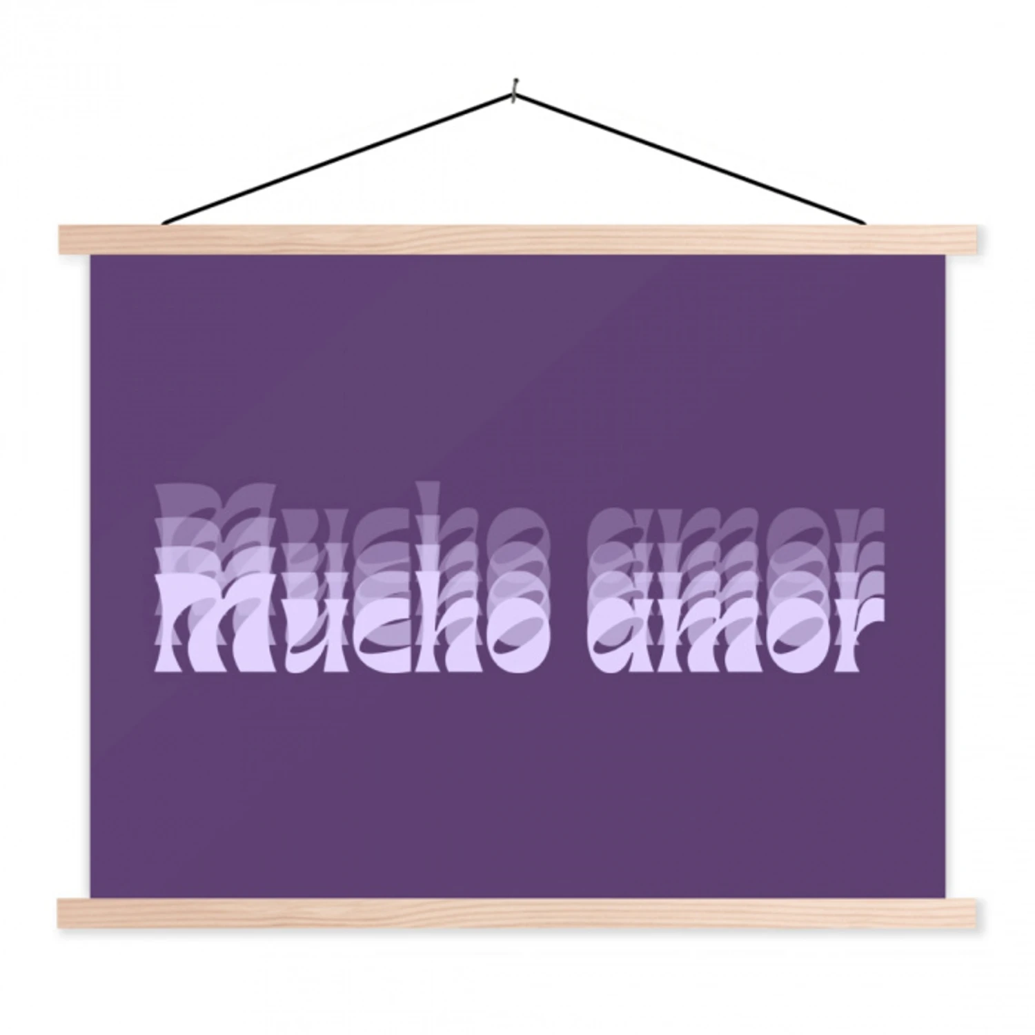 Mucho amor - Paars - Grafisch textielposter latten blank klein -3d