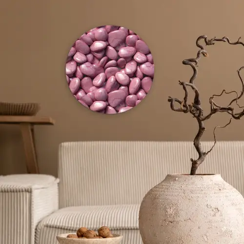 Roze - Glanzende - Stenen Wandcirkel plexiglas klein 852 -sfeer1