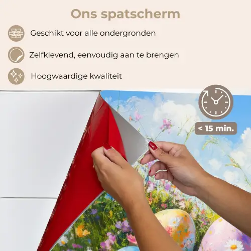 Grasveld - Eieren - Bloemen keuken achterwand spatscherm klein -spatscherm_NL