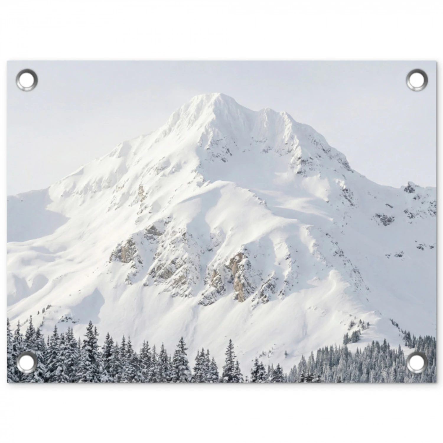 Berg - Sneeuw - Winter - Natuur - Wit tuinposter los doek klein -3d