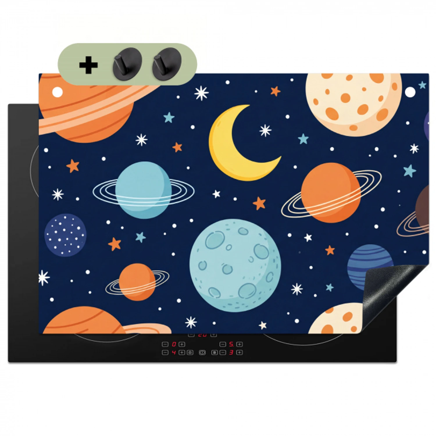 Ruimte - Planeten - Kleurrijk Inductie beschemer met haakjes klein -3d