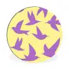 Vogels - Cirkel - Geel - Beweging Wandcirkel aluminium klein -3d