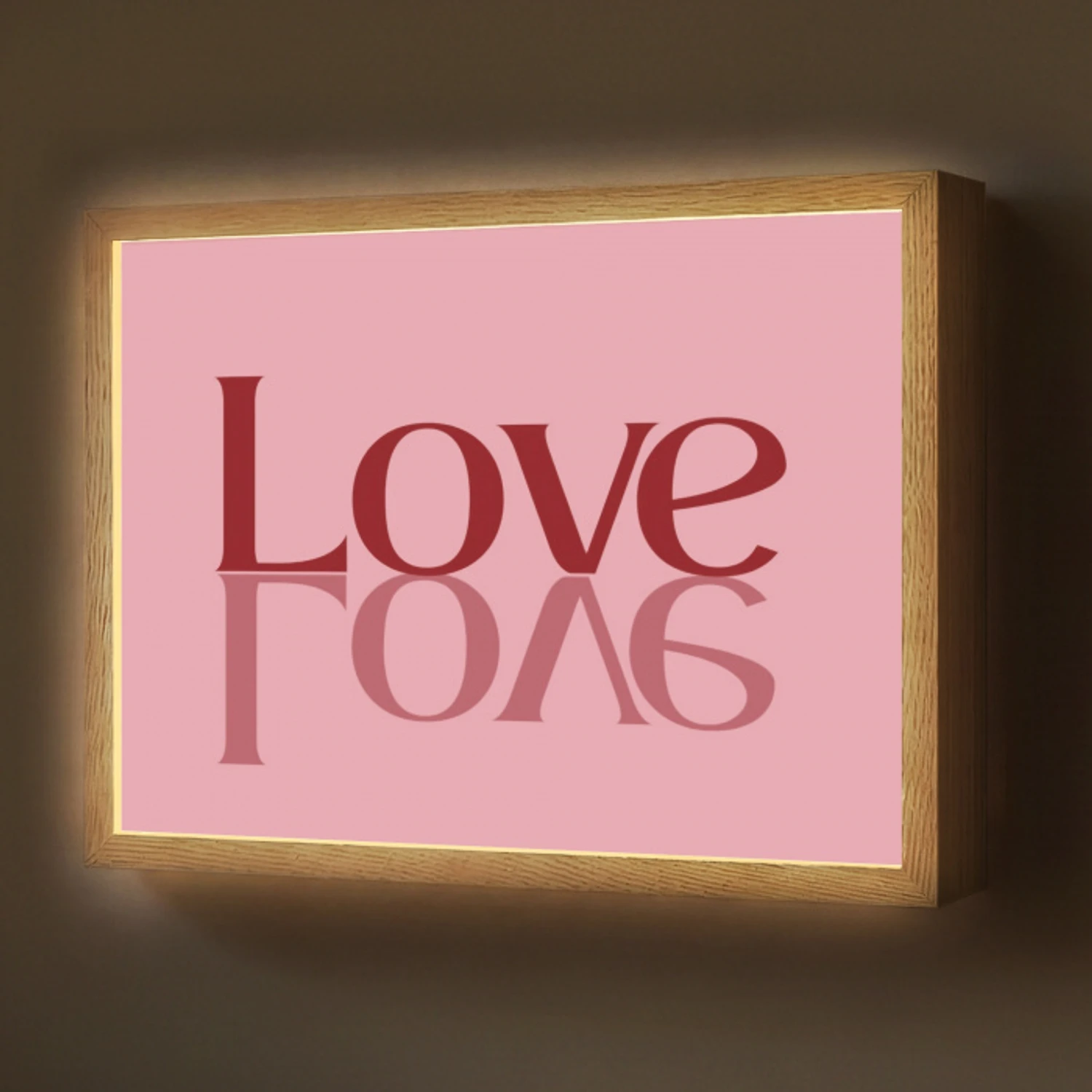 Love - Roze - Spiegeling Light Box met batterij (Wandlamp) middel -z3d_website